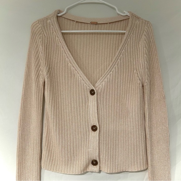 Free People Cream Ribbed Cardigan - Picture 4 of 8
